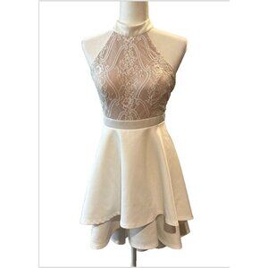knee length dresses for ladies Belted Lace Midi Dress